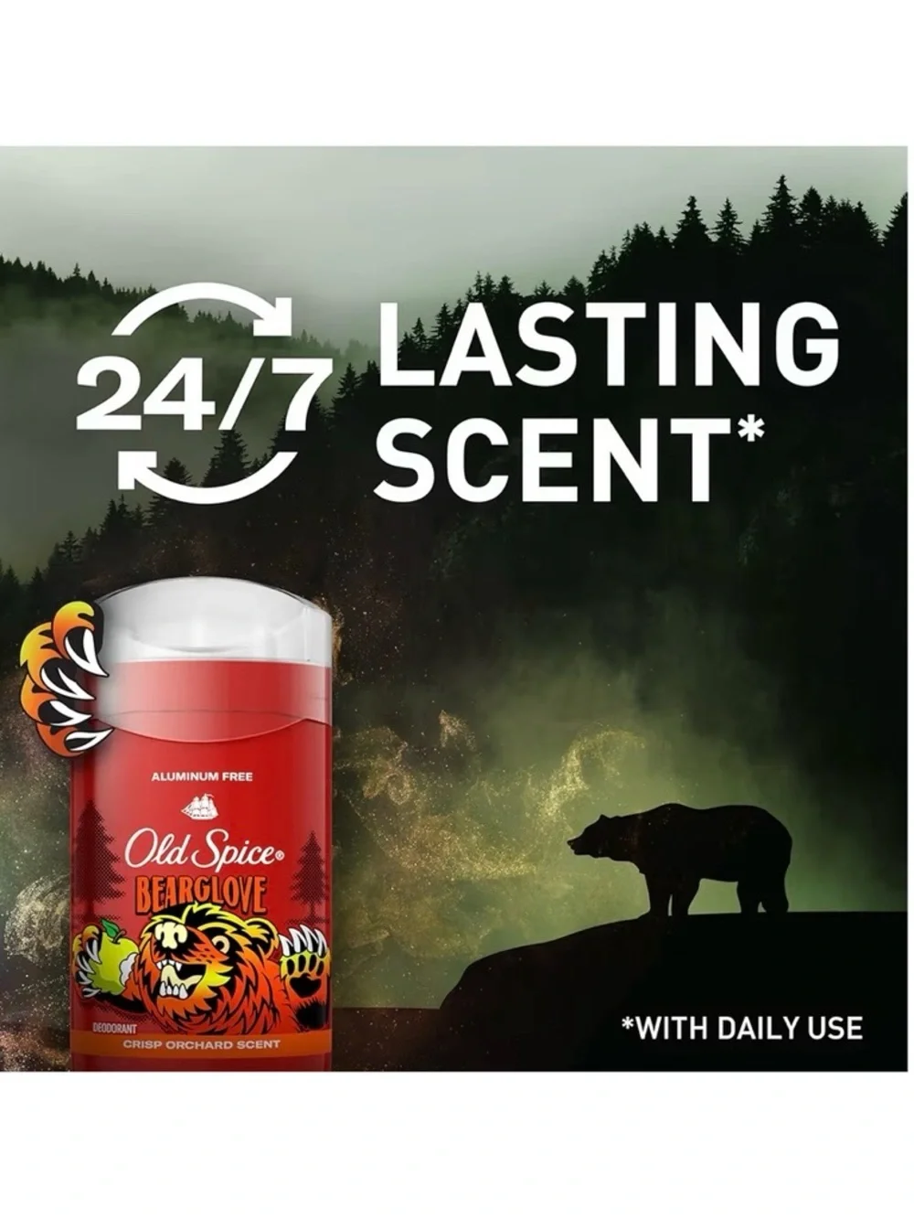 Old Spice‎ Bearglove Deodorant Aluminum Free 3oz 2 Pack 24/7 Odor Protection